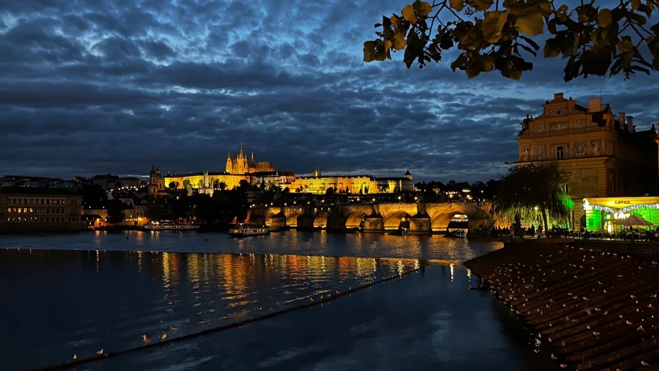 View of the Prague castle at night